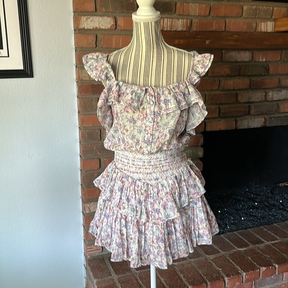 LoveShackFancy Shanely Mini Dress in Positano Blue Sz M - Picture 3 of 10